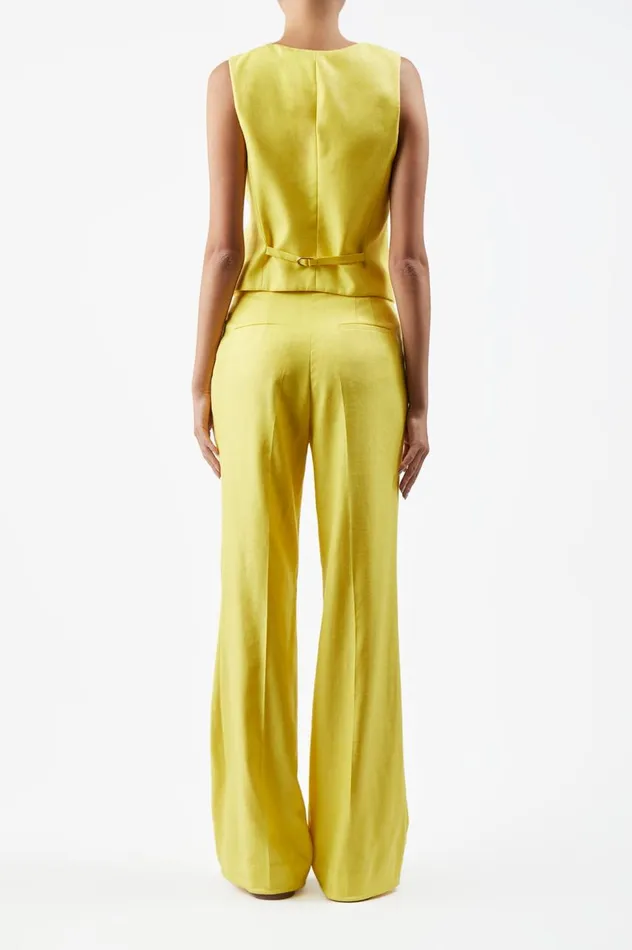 Women Blazers and Vests Gabriela Hearst Coleridge Vest In Cadmium Yellow Virgin Wool And Silk Linen Twill