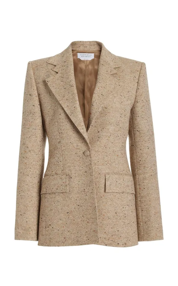 Women Blazers and Vests Gabriela Hearst Delmas Blazer In Oatmeal Multi Cashmere Virgin Wool Women Blazers and Vests Gabriela Hearst Delmas Blazer In Oatmeal Multi Cashmere Virgin Wool