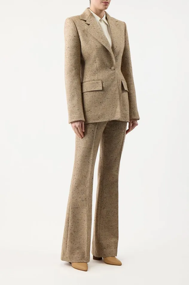 Women Blazers and Vests Gabriela Hearst Delmas Blazer In Oatmeal Multi Cashmere Virgin Wool