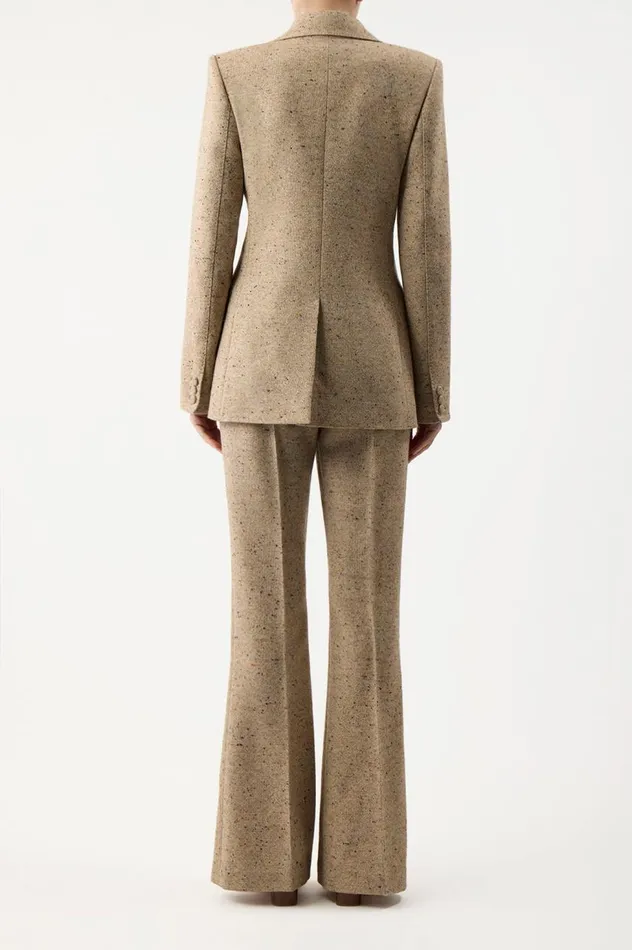 Women Blazers and Vests Gabriela Hearst Delmas Blazer In Oatmeal Multi Cashmere Virgin Wool