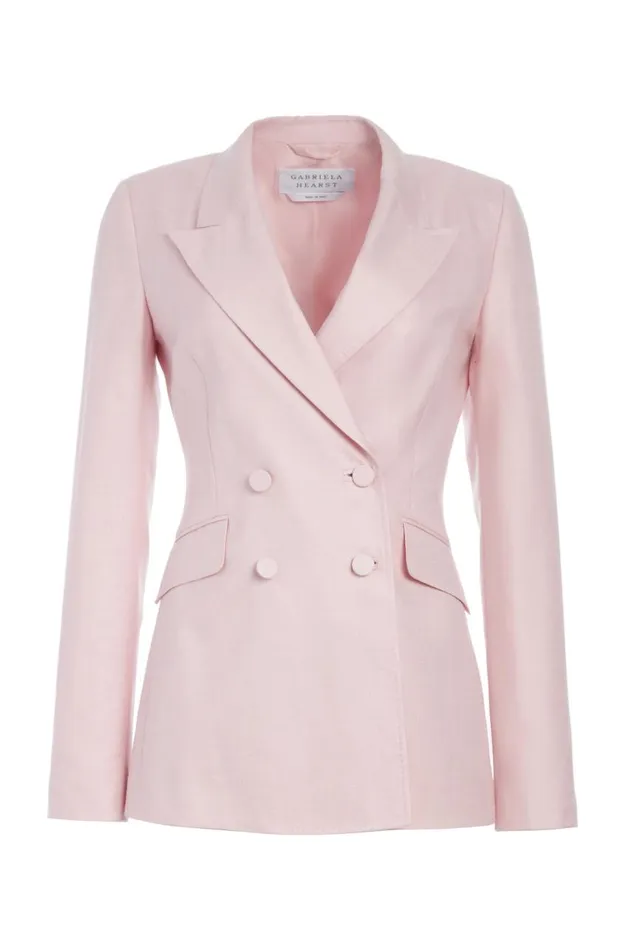 Women Blazers and Vests Gabriela Hearst Stephanie Blazer In Blush Virgin Wool And Silk Linen Twill Women Blazers and Vests Gabriela Hearst Stephanie Blazer In Blush Virgin Wool And Silk Linen Twill