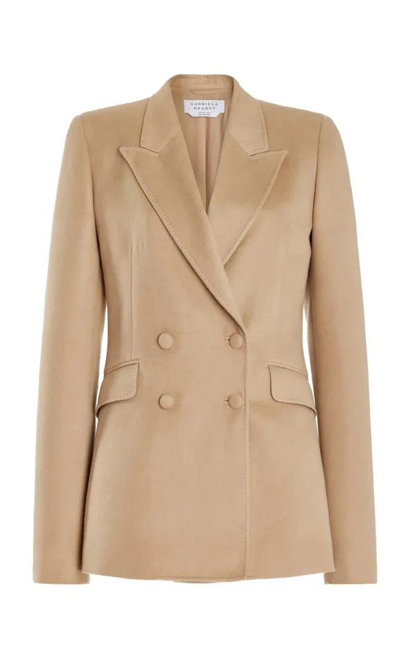 Women Blazers and Vests Gabriela Hearst Stephanie Blazer In Camel Winter Silk