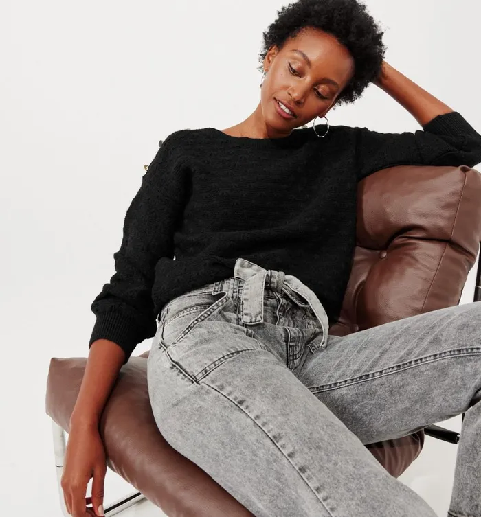 Women Boat Neckline Jumper 8211 Black Promod Jumpers And Cardigans