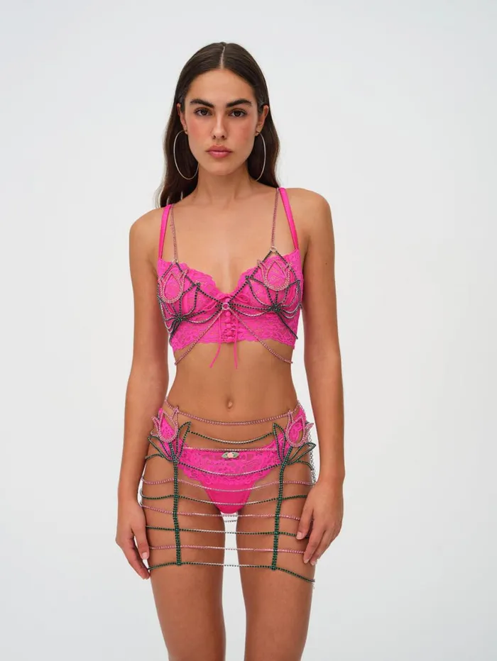 Women Bottoms For Love and Lemons Tulip Rhinestone Skirt Pink