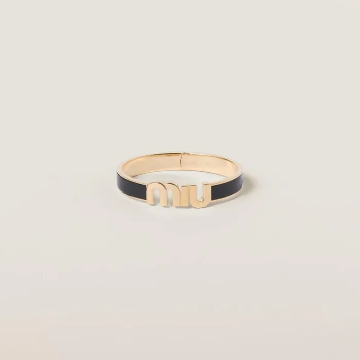 Women Bracelets Miu Miu Enameled Metal Bracelet Black