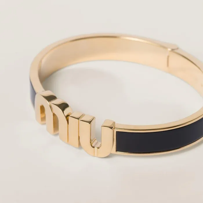Women Bracelets Miu Miu Enameled Metal Bracelet Black Women Bracelets Miu Miu Enameled Metal Bracelet Black