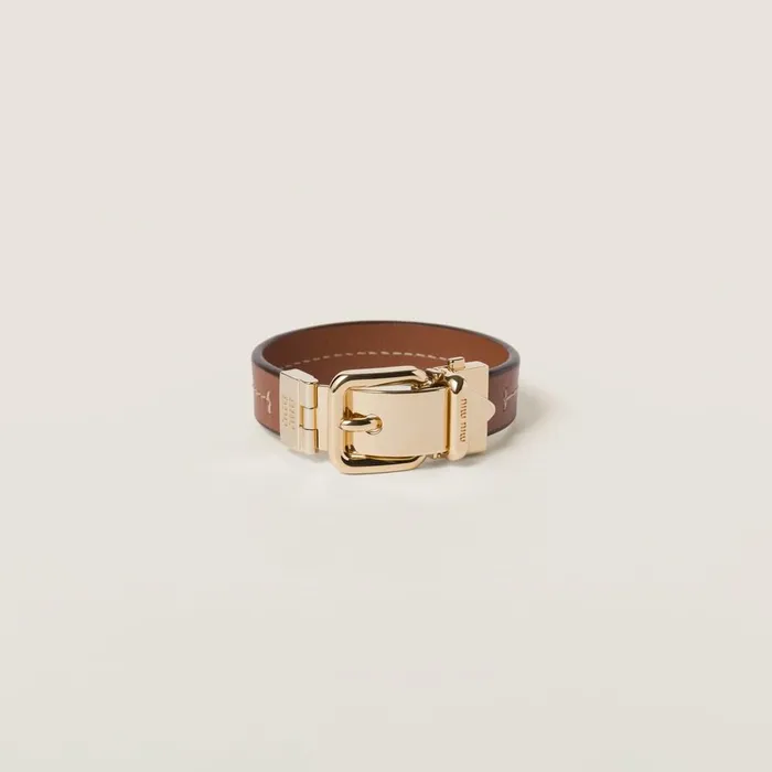 Women Bracelets Miu Miu Leather Bracelet Cognac