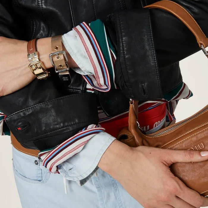 Women Bracelets Miu Miu Leather Bracelet Cognac Women Bracelets Miu Miu Leather Bracelet Cognac
