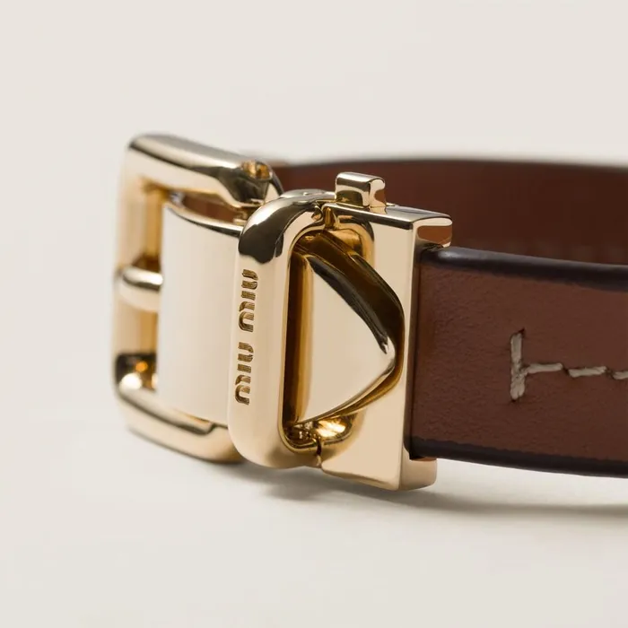 Women Bracelets Miu Miu Leather Bracelet Cognac Women Bracelets Miu Miu Leather Bracelet Cognac