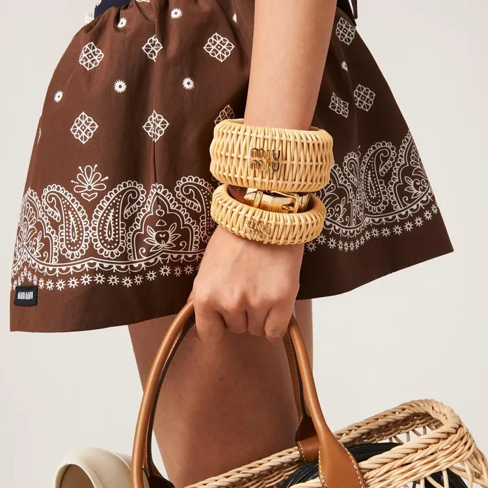 Women Bracelets Miu Miu Woven Fabric Bracelet Natural Women Bracelets Miu Miu Woven Fabric Bracelet Natural
