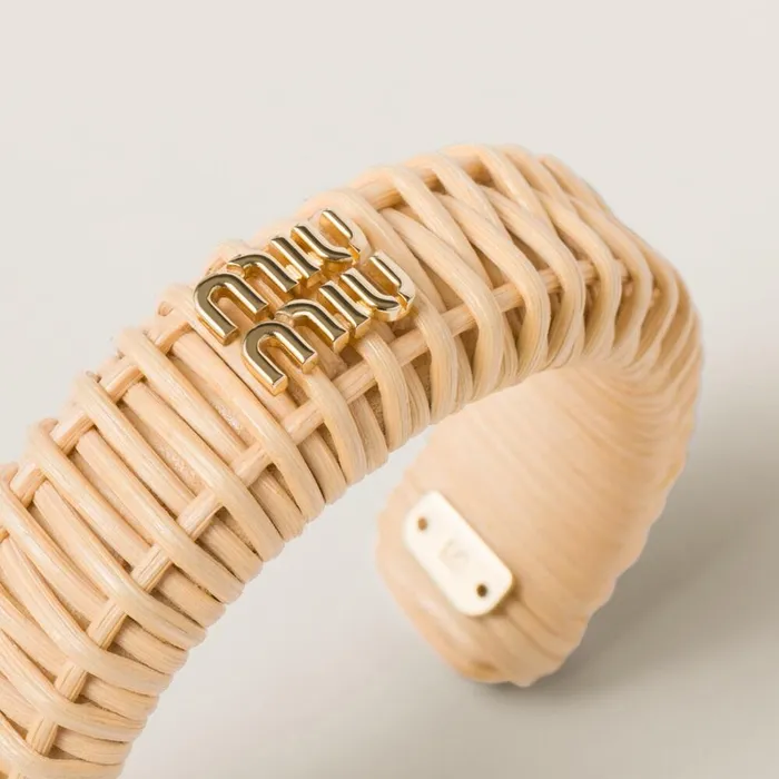 Women Bracelets Miu Miu Woven Fabric Bracelet Natural Women Bracelets Miu Miu Woven Fabric Bracelet Natural