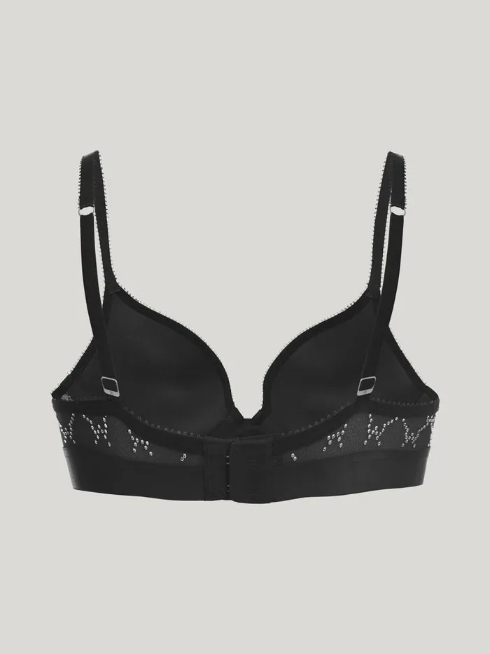 Women Bras Wolford Sheer Logo Spark PushUp Bra Black