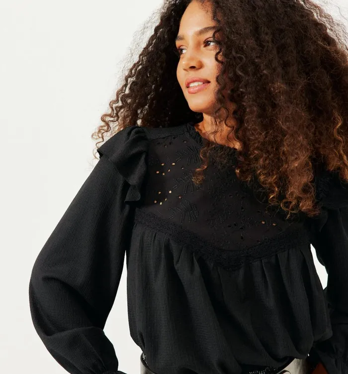 Women Broderie Anglaise Blouse 8211 Black Promod Shirts And Tunics Women Broderie Anglaise Blouse 8211 Black Promod Shirts And Tunics