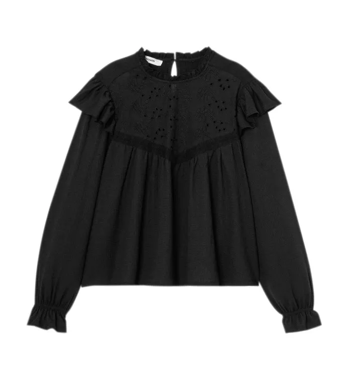 Women Broderie Anglaise Blouse 8211 Black Promod Shirts And Tunics Women Broderie Anglaise Blouse 8211 Black Promod Shirts And Tunics