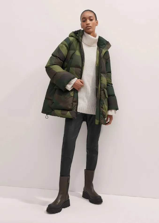 Women Camo Down Puffer Jacket Greenbrownmulti MEEM