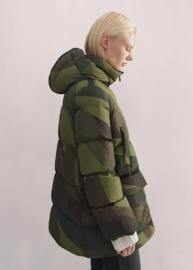 Women Camo Down Puffer Jacket Greenbrownmulti MEEM