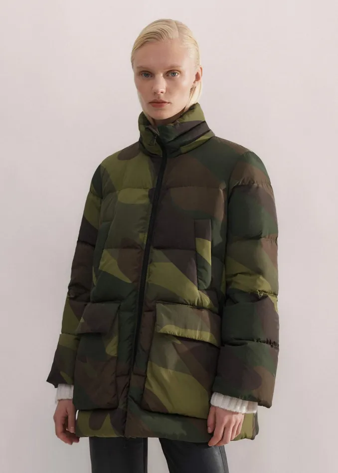 Women Camo Down Puffer Jacket Greenbrownmulti MEEM