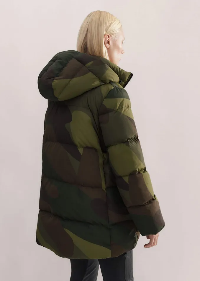 Women Camo Down Puffer Jacket Greenbrownmulti MEEM