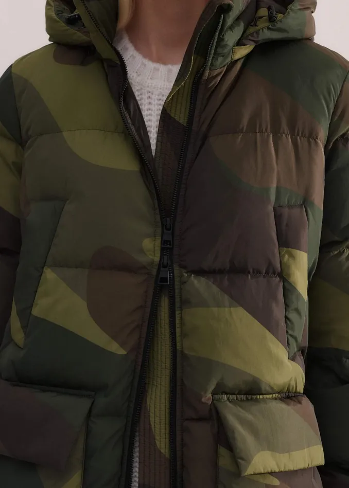 Women Camo Down Puffer Jacket Greenbrownmulti MEEM