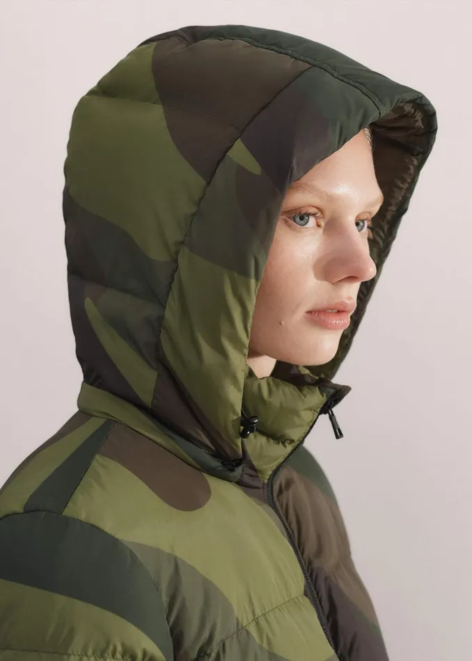Women Camo Down Puffer Jacket Greenbrownmulti MEEM