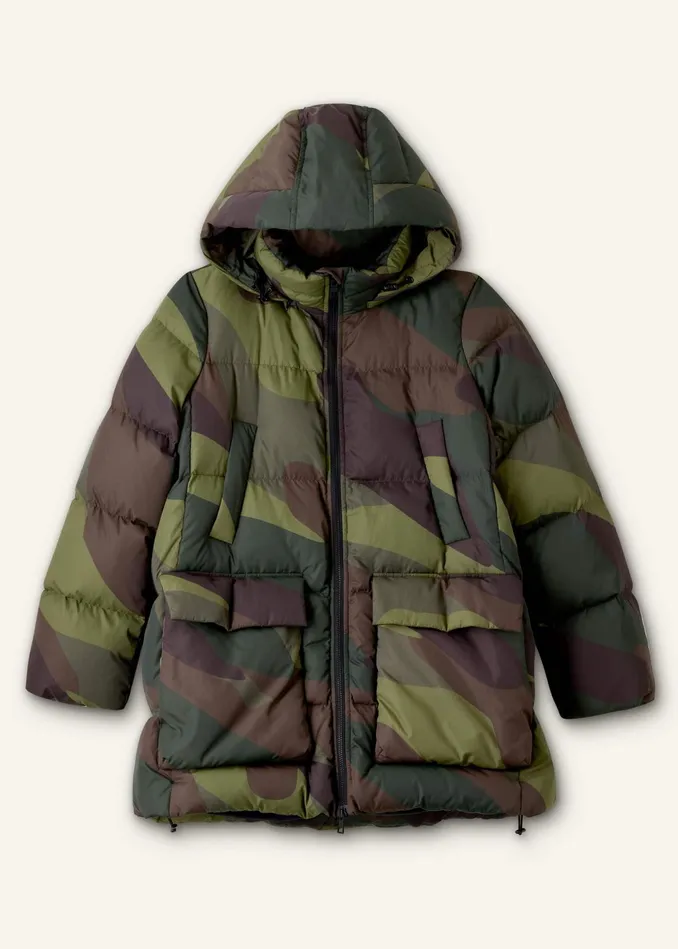Women Camo Down Puffer Jacket Greenbrownmulti MEEM