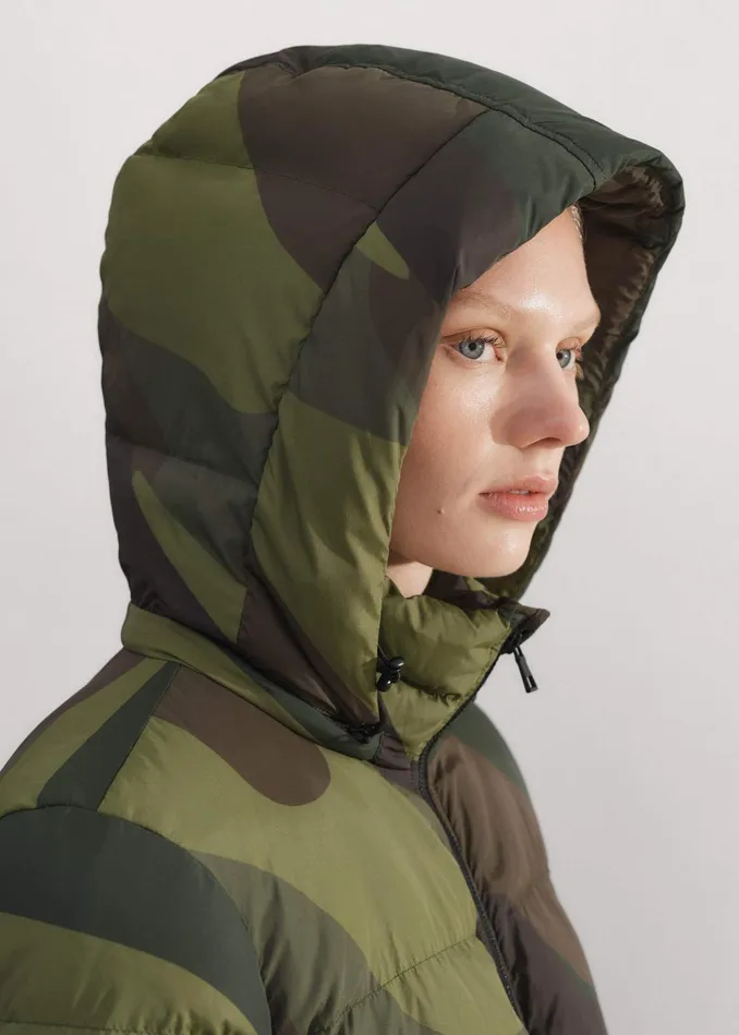 Women Camo Down Puffer Jacket Greenbrownmulti MEEM