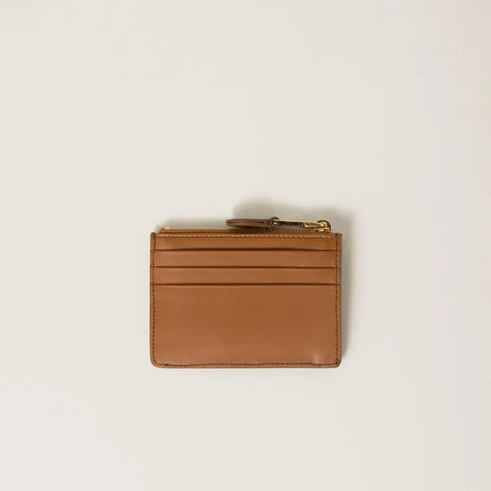 Women Card Holders Miu Miu Leather Card Holder Cognac Women Card Holders Miu Miu Leather Card Holder Cognac