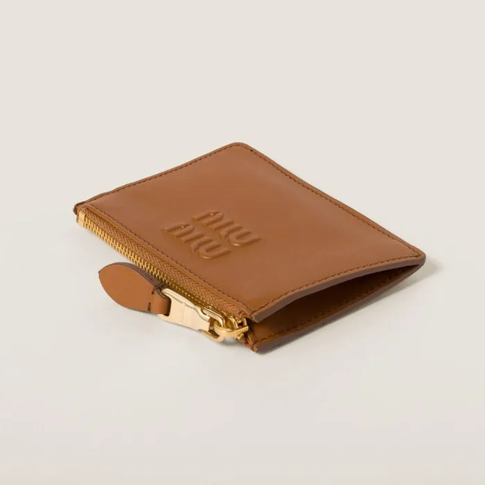 Women Card Holders Miu Miu Leather Card Holder Cognac Women Card Holders Miu Miu Leather Card Holder Cognac