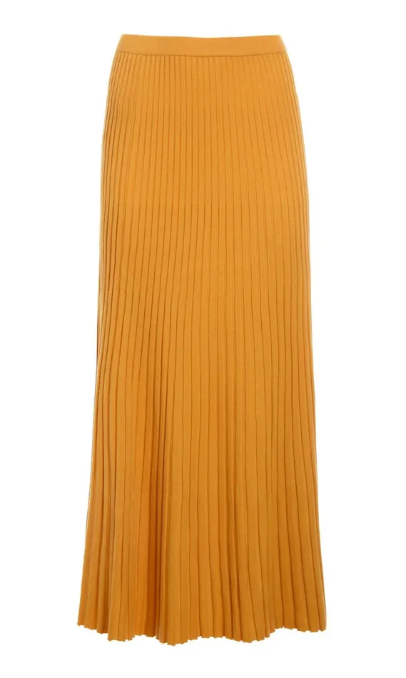 Women Cardigans Gabriela Hearst Aurora Knit Skirt In Yellow Merino Wool