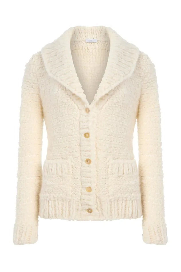 Women Cardigans Gabriela Hearst Moses Knit Cardigan In Ivory Welfat Cashmere