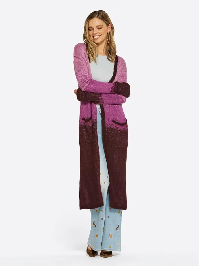 Women Carmine Cardigan In Winetasting Stripe Jessica Simpson Jackets Blazers and Kimonos