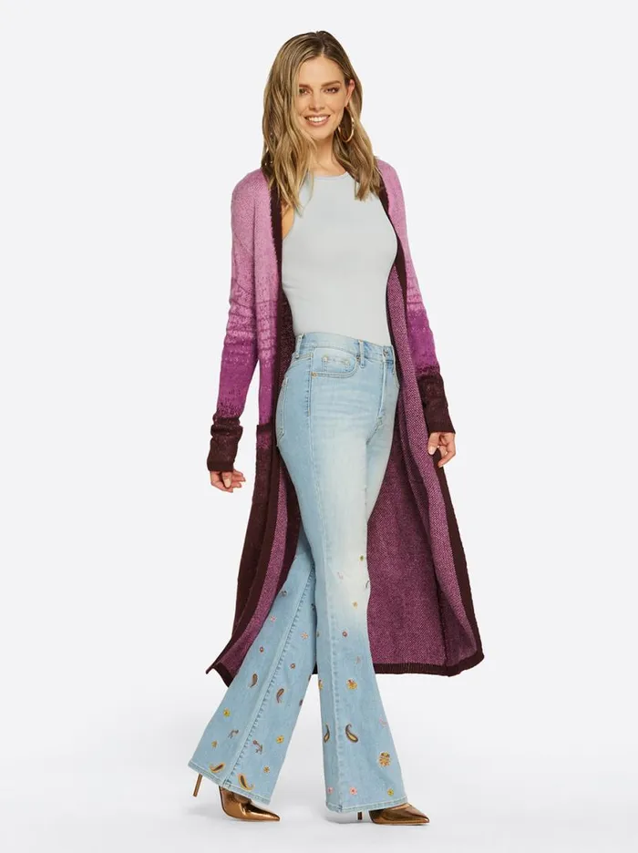 Women Carmine Cardigan In Winetasting Stripe Jessica Simpson Jackets Blazers and Kimonos