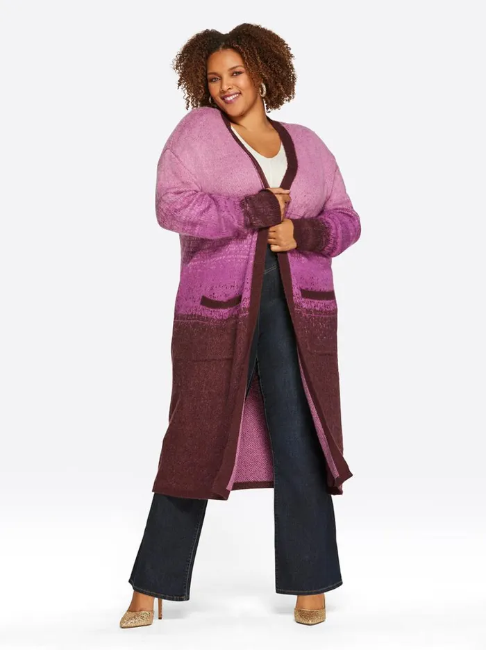 Women Carmine Cardigan In Winetasting Stripe Jessica Simpson Jackets Blazers and Kimonos