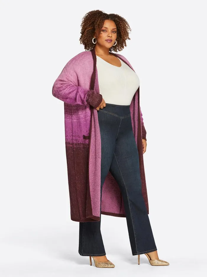 Women Carmine Cardigan In Winetasting Stripe Jessica Simpson Jackets Blazers and Kimonos