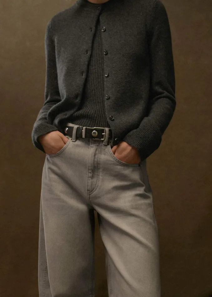 Women Cashmere Cardigan Dark Charcoal Melange MEEM
