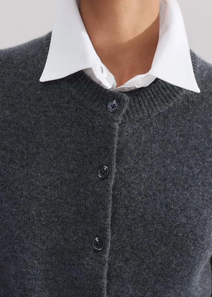 Women Cashmere Cardigan Dark Charcoal Melange MEEM