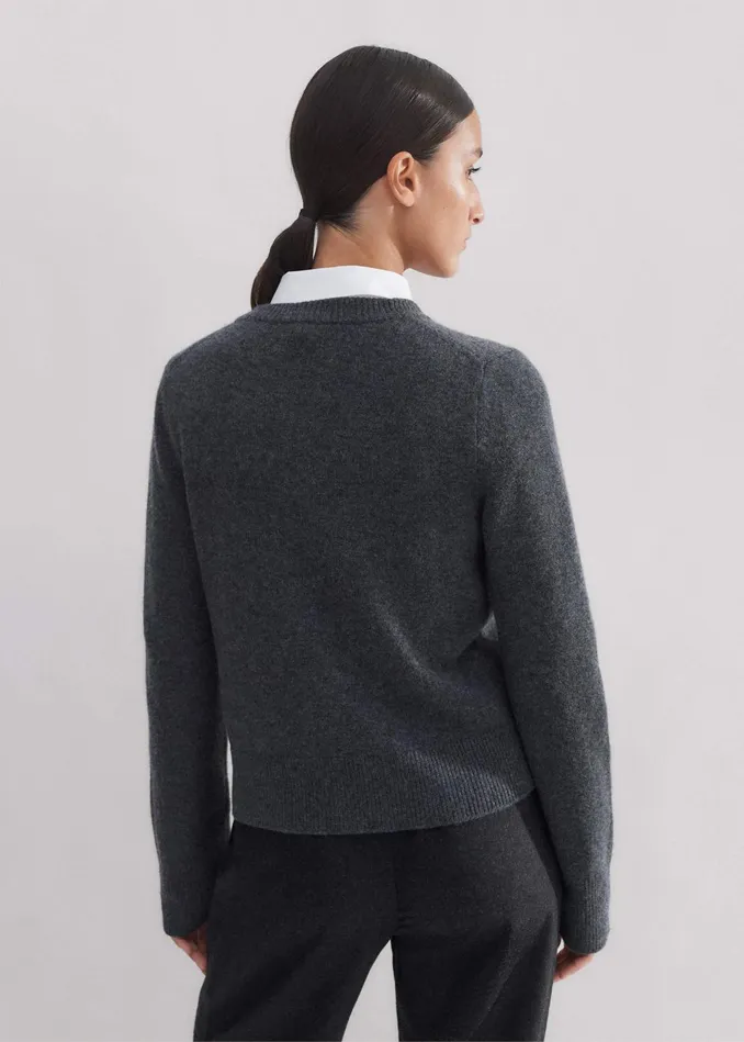 Women Cashmere Cardigan Dark Charcoal Melange MEEM