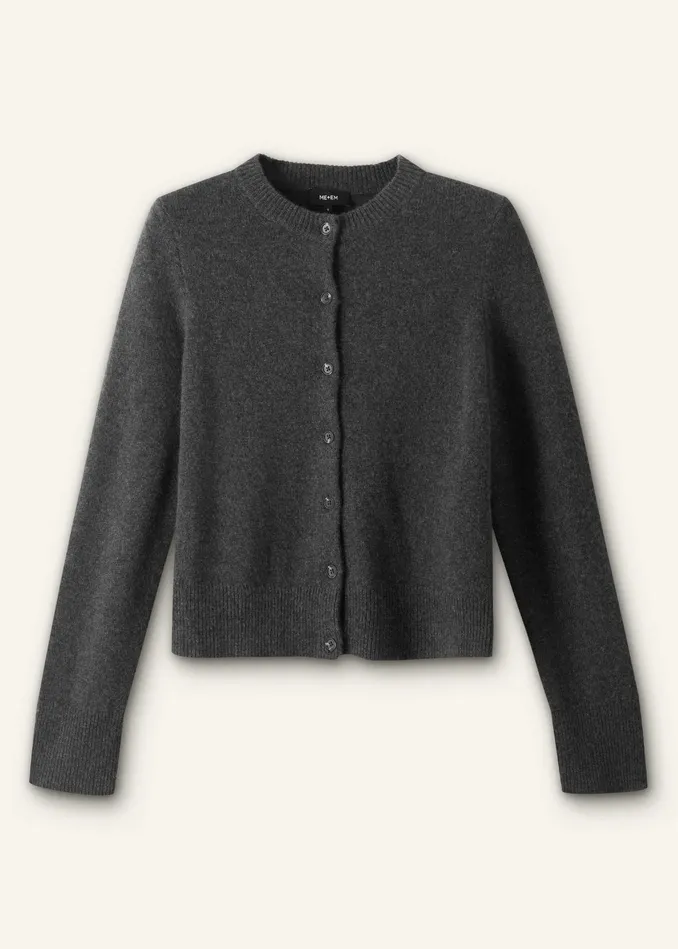 Women Cashmere Cardigan Dark Charcoal Melange MEEM