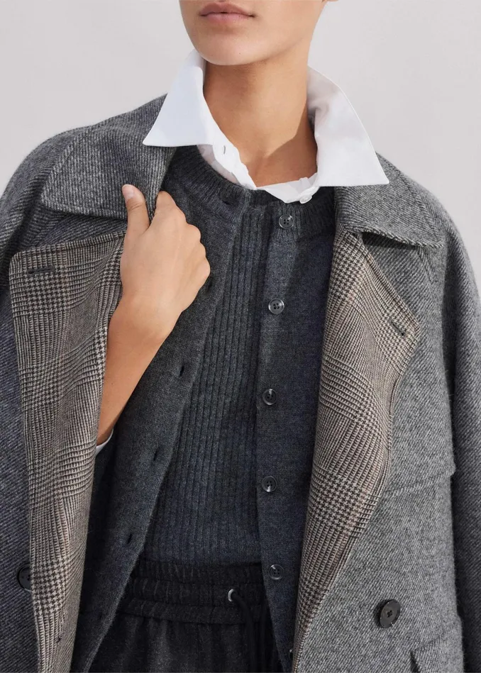 Women Cashmere Cardigan Dark Charcoal Melange MEEM