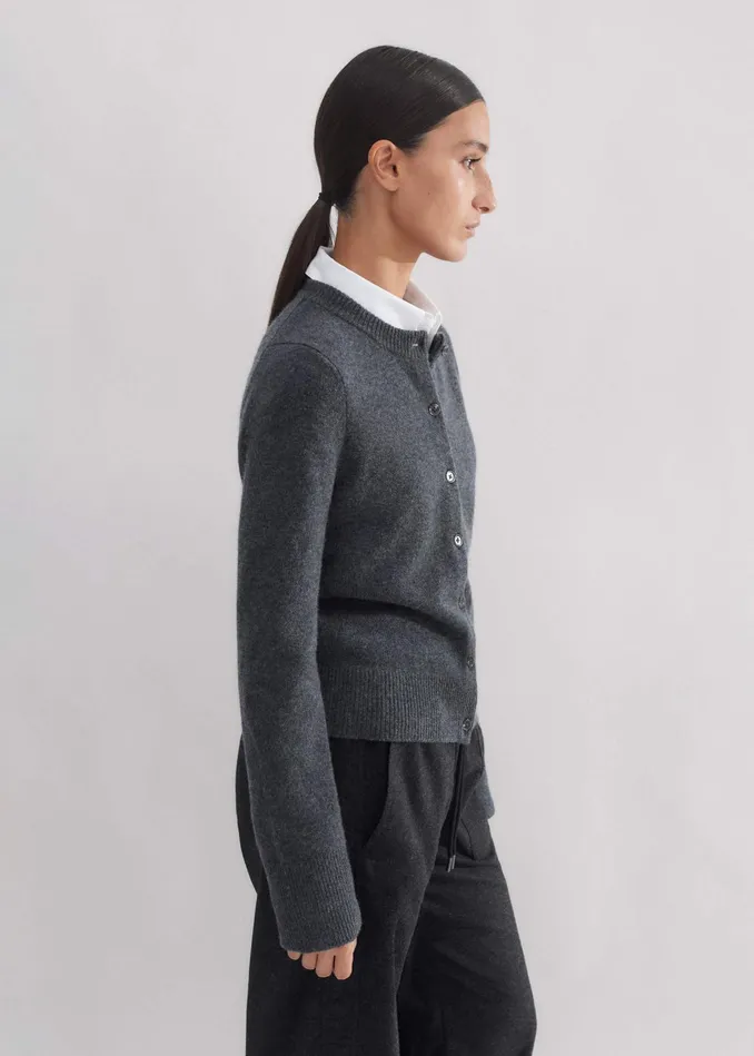 Women Cashmere Cardigan Dark Charcoal Melange MEEM