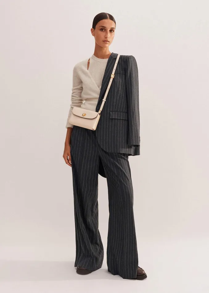 Women Cashmere Layered Wrap Top Cream Melange MEEM