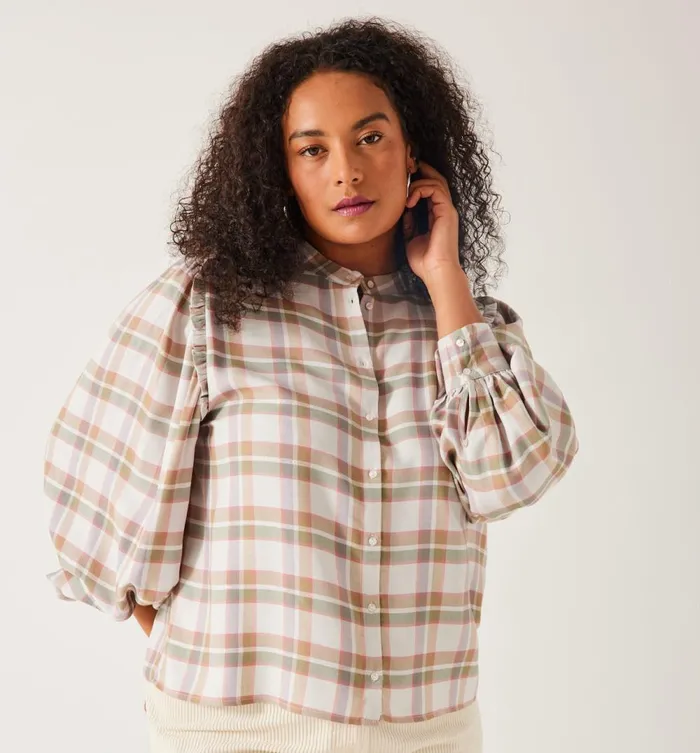 Women Checked Shirt 8211 Ecru Checks Promod Shirts And Tunics