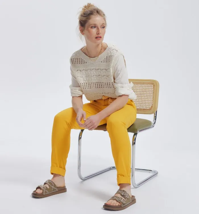 Women Chinos 8211 Ochre Promod Trousers Women Chinos 8211 Ochre Promod Trousers
