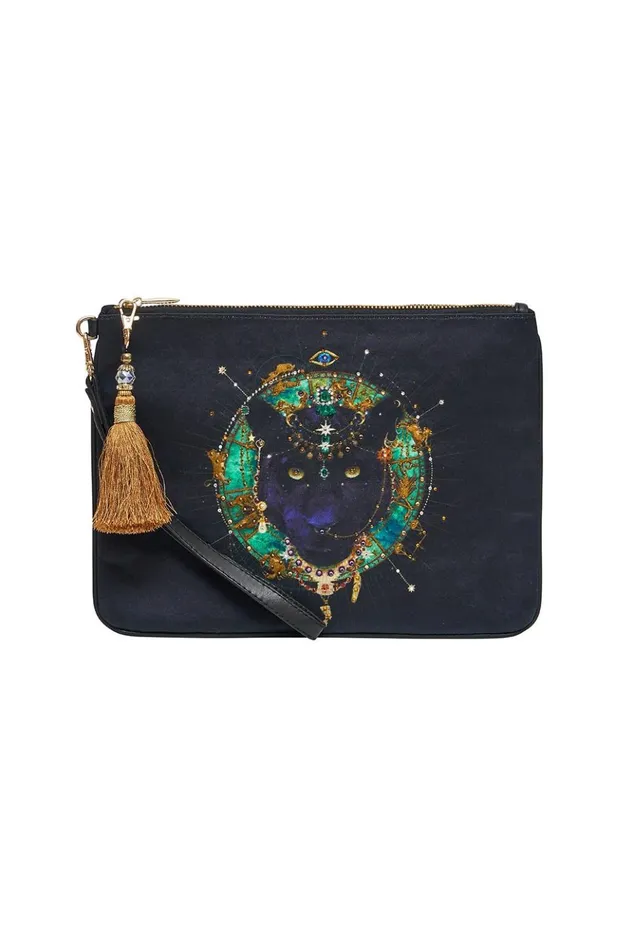 Women Clutch Bags Camilla Zip Top Clutch Solid Black