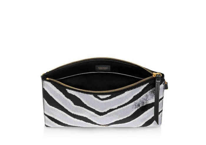 Women Clutches Tom Ford Zebra Sequin Embroidery Carine Clutch Blacksilver Black Women Clutches Tom Ford Zebra Sequin Embroidery Carine Clutch Blacksilver Black