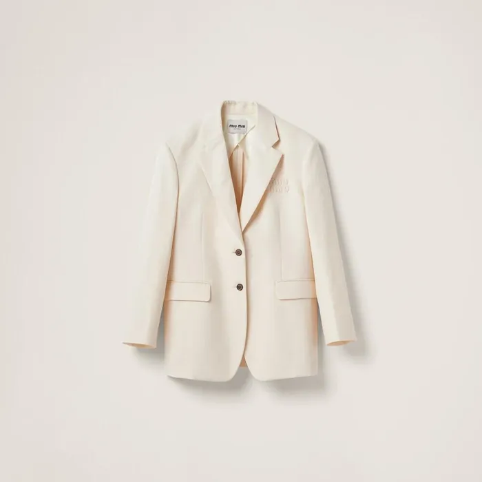 Women Coats And Jackets Miu Miu Singlebreasted Canvas Jacket Natural