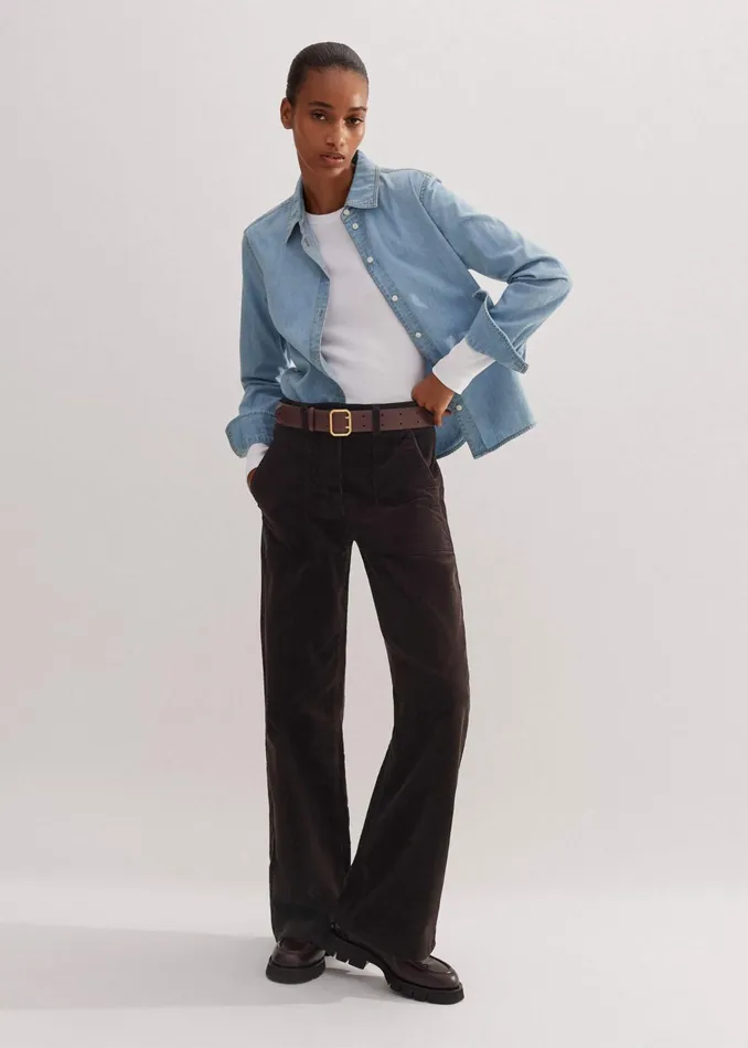 Women Cord Baggy Pant Warm Chocolate MEEM