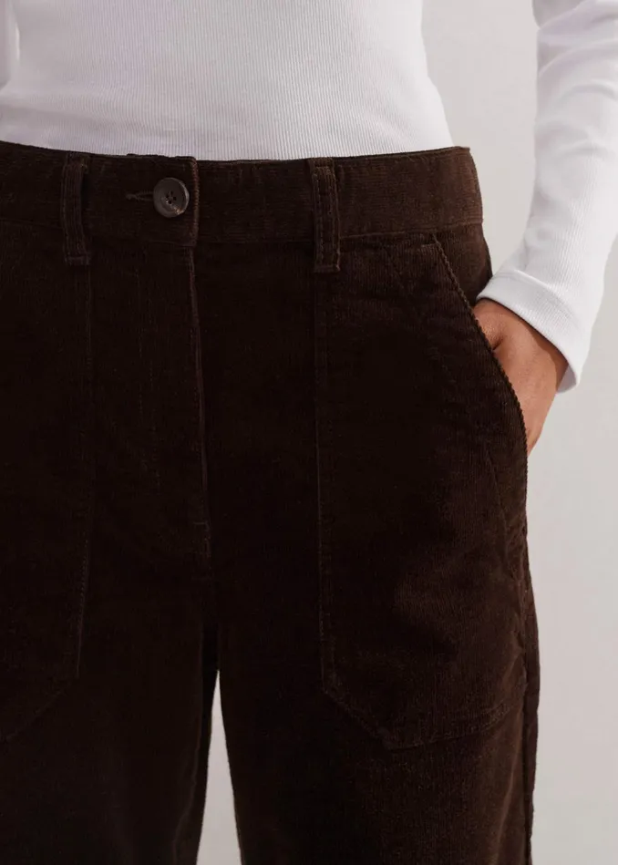 Women Cord Baggy Pant Warm Chocolate MEEM