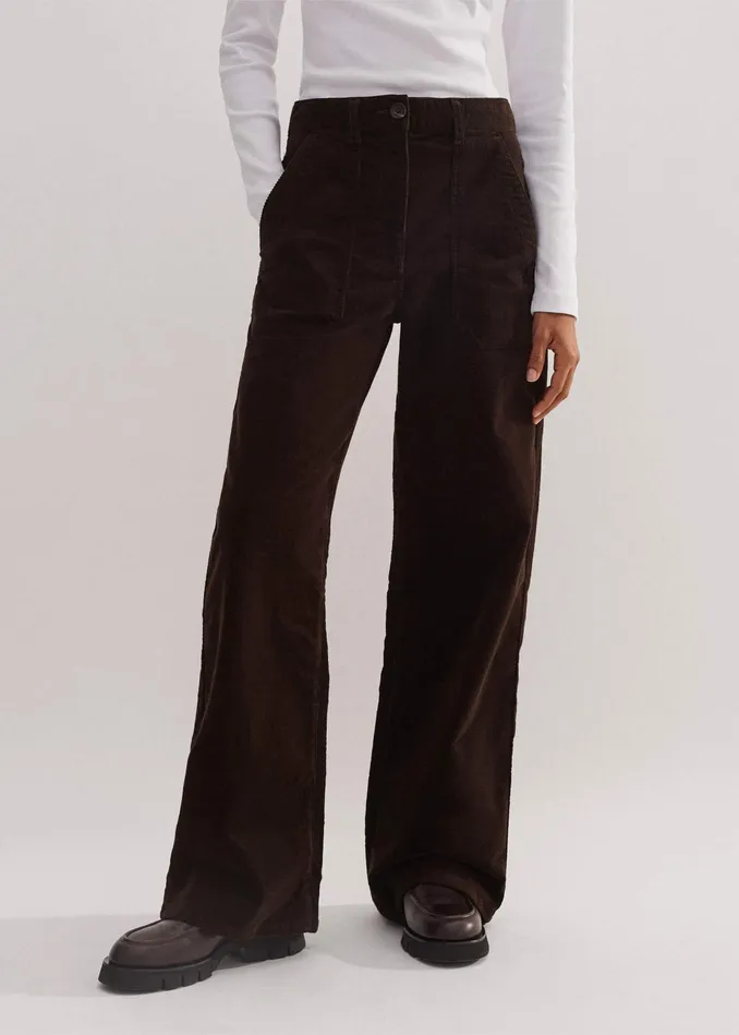 Women Cord Baggy Pant Warm Chocolate MEEM