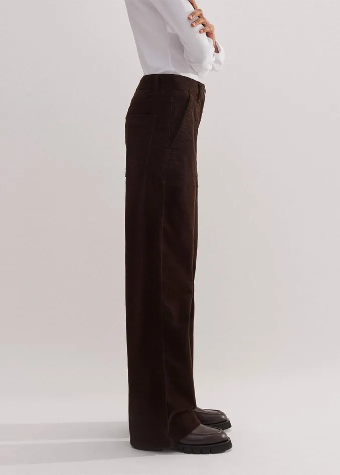 Women Cord Baggy Pant Warm Chocolate MEEM